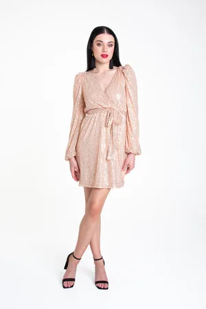 Gini London Mini-jurk met V-hals en riem