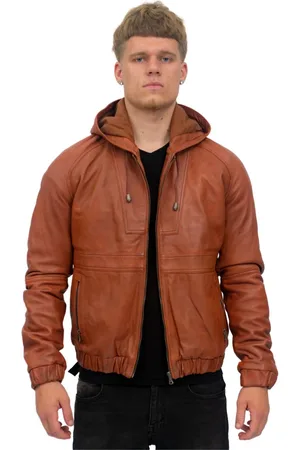 Infinity Casual leren herenbomberjack met capuchon-Odesa