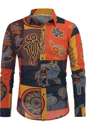 Allthemen Funky bedrukt overhemd voor heren, casual overhemd, mooie bloementopjes