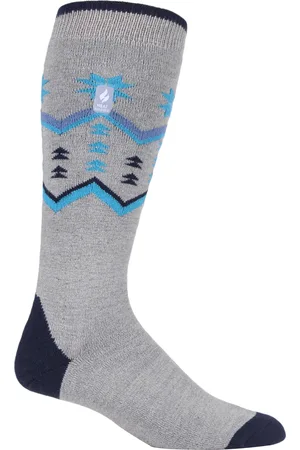 Heat Holders Dames lichtgewicht thermo skisokken - Grijze Fairisle