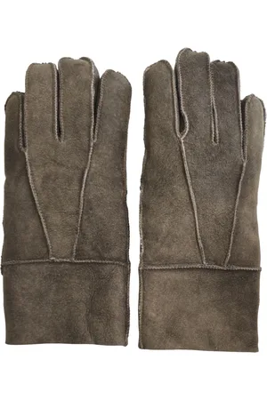 Infinity Unisex bruine schapenvacht suède handschoenen met oprolbare/neerwaartse manchetten