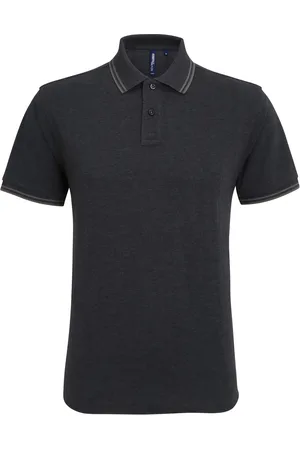 Asquith Heren Klassiek Fit getipt Poloshirt (Zwarte Heide / Houtskool)