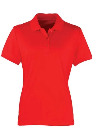 Premier Dames/Dames Coolchecker Piqué Poloshirt (Aardbeienrood)