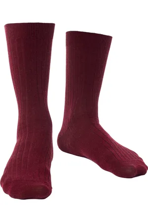 Steven Heren 1 Paar Merino Wol Sokken met Zachte Boord, Niet-elastische Sokken - Bordeaux