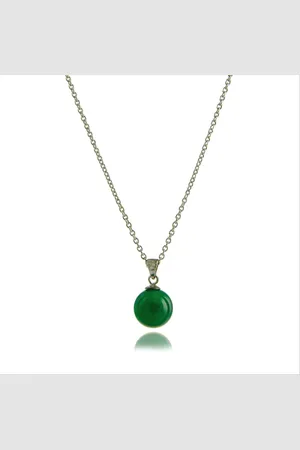 Luxenter Luxeketting, 925 sterling zilver, gele en natuurlijke groene agaat, gerhodineerd