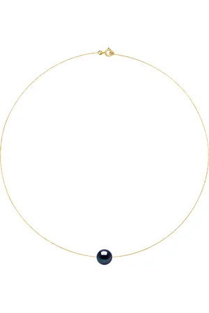Diadema Cable Ketting Genuine gekweekte parel Freshwater Round Black and Yellow Gold 10-11mm