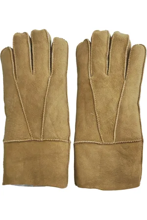 Infinity Unisex Tan schapenvacht suède handschoenen met oprolbare/neerwaartse manchetten