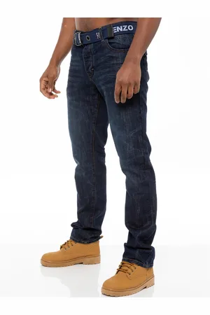 Enzo | Jeans voor heren met rechte pasvorm - donkerblauw
