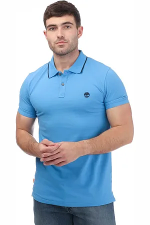 Timberland Heren Gedrukte Hals Polo met Korte Mouw in