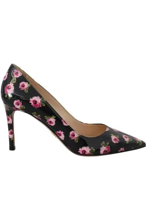 Prada Lakleer Rozenprint Pumps Met Puntige Neus