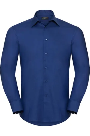 Russell Athletic Russell Collection Heren Oxford Easy-Care Getailleerde Overhemd met Lange Mouwen (Helder Koningsblauw)