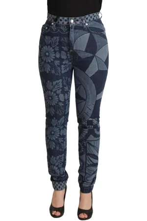 Dolce & Gabbana Skinny Denim Jeans Met Hoge Taille En Bloemen