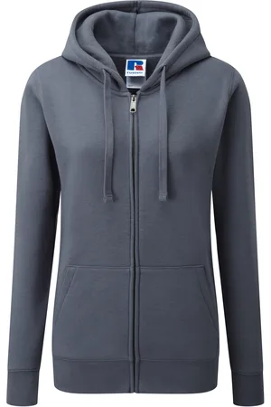 Russell Athletic Russell Dames Premium Authentieke Hoodie met rits (3-laagse stof) (Konvooi Grijs)
