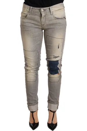 ACHT Katoenen Slim Fit Denim Broek Met Gevouwen Zoom
