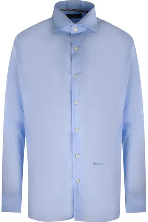 Aquascutum Effen wit overhemd met logo en lange mouwen