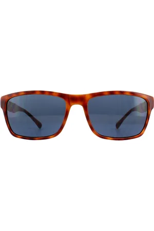 Guess Raad rechthoek heren honingschildpad blauwe zonnebril