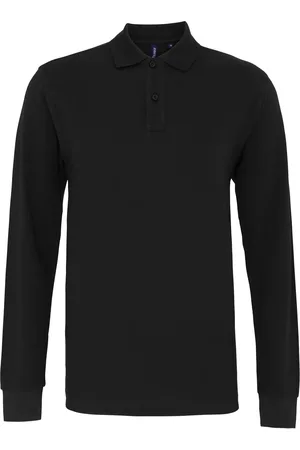 Asquith Heren Klassieke Pasvorm Poloshirt met lange mouwen