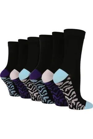 Wild Feet 6 Paar Multipack Dames Bamboe Sokken | Dress Sokken met Voetpatroon - Zebra Pur