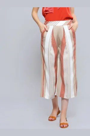 Smart & Joy Stripe print vouw capri -broek