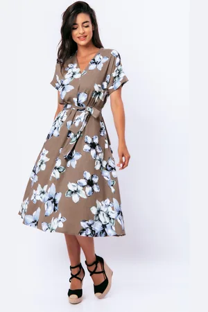 Conquista Linnen Midi-jurk met bloemenprint en riem