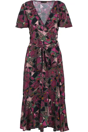 Conquista Geometrische allure viscose midi-jurk