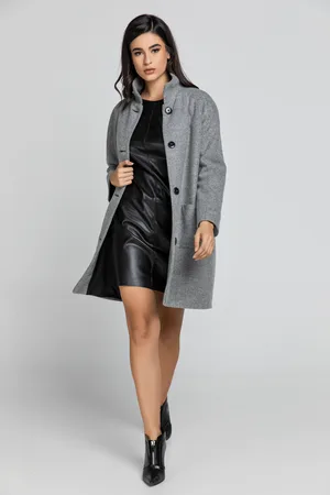 Conquista Wol Grijze Mantel met Opstaande Kraag van Fashion