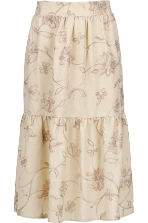 Conquista Geborduurde midi-rok met bloemen