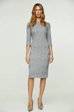 Conquista 3/4 mouw jacquard jurk met pasvorm