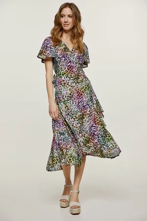 Conquista Wikkeljurk met roffeldetails en dierenprint