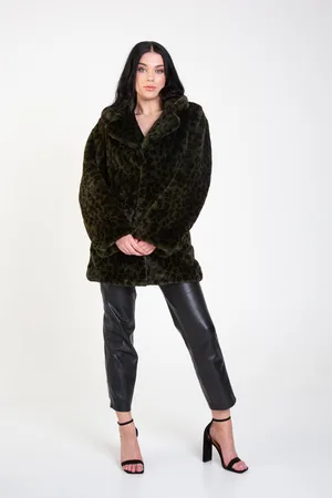 Gini London Jasje van imitatiebont met luipaardprint