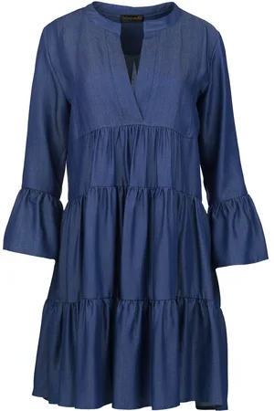 Conquista Denim jurk met geplooide naden