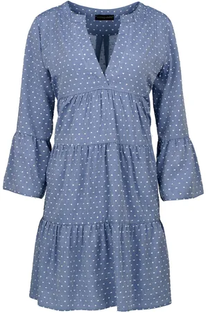 Conquista Denim jurk met geplooide naden