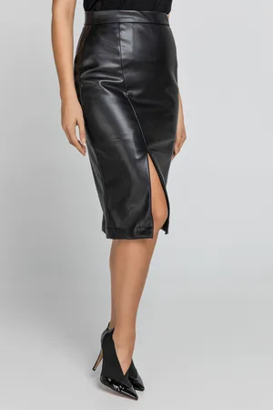 Conquista Zwarte leren kokerrok van Fashion