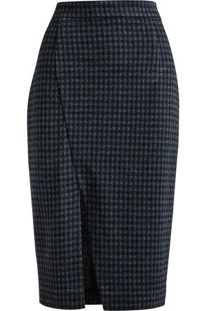 Conquista Blauw geruite kokerrok