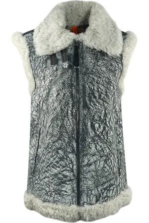 Parajumpers Sax Shearling Nine ijzergrijs lederen gilet