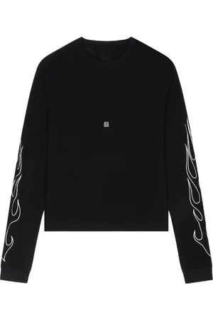 Givenchy Dragon Flames Design Boxy Fit T-shirt met lange mouwen