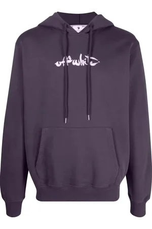 OFF-WHITE Gebroken witte slim-fit aubergine hoodie met scriptlogo