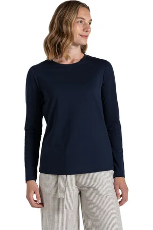 Craghoppers Dames/Dames Akona Stripe Nosilife T-shirt met lange mouwen (Blauwe Marine)
