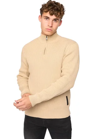 Crosshatch Heren Havaline gebreide Quarter Zip Pullover (Zwart)