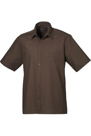 Premier Heren Korte Mouw Formele Poplin Gewoon Werk Shirt