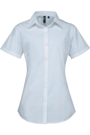 Premier Dames/dames Supreme Heavy Poplin Short Sleeve Work Shirt (Lichtblauw)