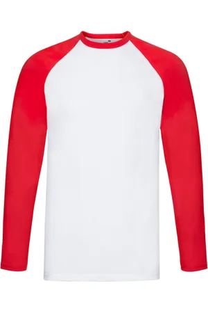 Fruit Of The Loom Heren Contrast Honkbal T-shirt met lange mouwen ( /rood)