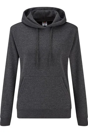 Fruit Of The Loom Klassieke Dames Fit Sweatshirt Met Capuchon (Donker Heather)