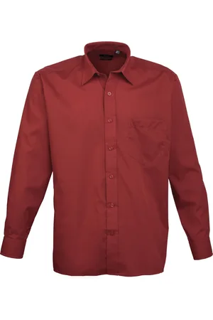 Premier Heren Poplin Formeel Overhemd Met Lange Mouwen (Bourgondië)