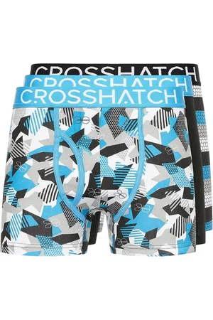 Crosshatch Heren Crystaline Boxershorts (Set van 3) (Malibu Blauw/Zwart/Grijs)