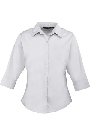 Premier Dames/Dames Popeline 3/4 Mouwen Blouse