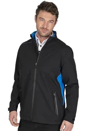 Island Green Heren Stretch Golf Waterdicht Jasje (Zwart/Turkoois)
