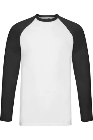 Fruit Of The Loom Heren Contrast Honkbal T-shirt met lange mouwen ( /zwart)