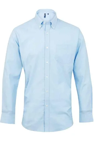 Premier Heren Signature Oxford overhemd met lange mouwen (Lichtblauw)