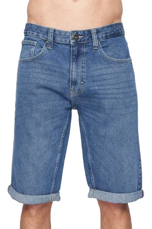 Crosshatch Heren Tillforth Denim Casual Shorts (Stone Wash)
